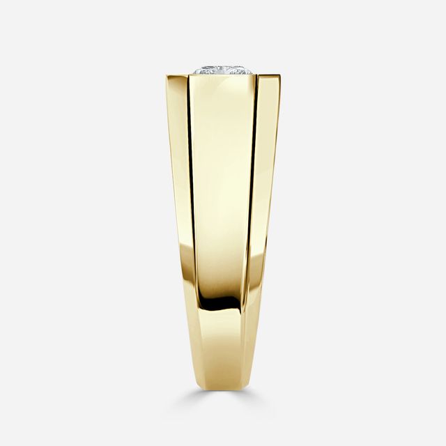 Bezel Set Men's Engagement Ring In Yellow Gold
