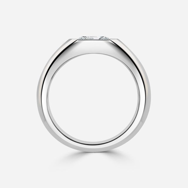 Bezel Set Men's Engagement Ring In White Gold