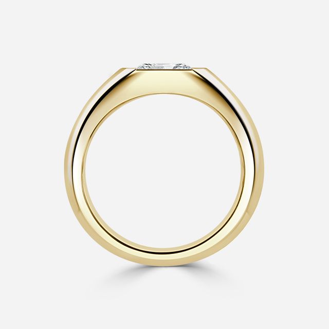 Bezel Set Men's Engagement Ring In Yellow Gold
