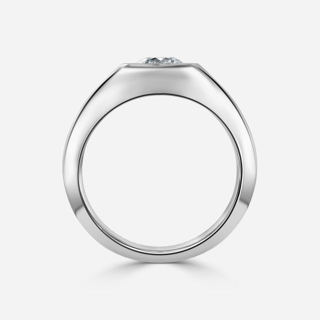 Bezel Set Men's Engagement Ring In White Gold