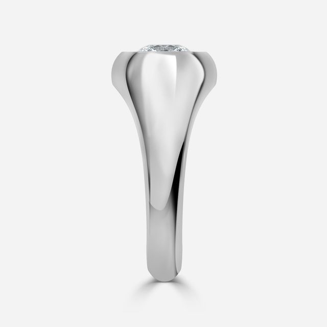 Bezel Set Men's Engagement Ring In White Gold