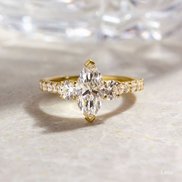 Crown Yellow Gold Trilogy Engagement Ring