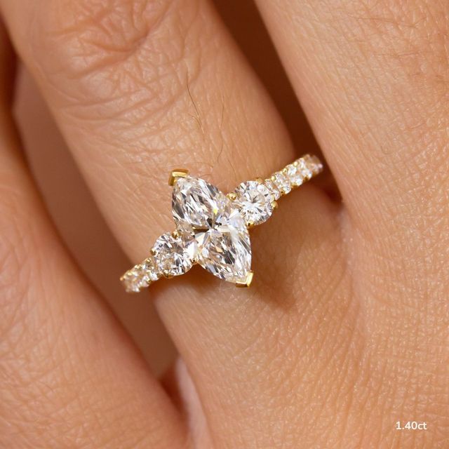 Crown Yellow Gold Trilogy Engagement Ring