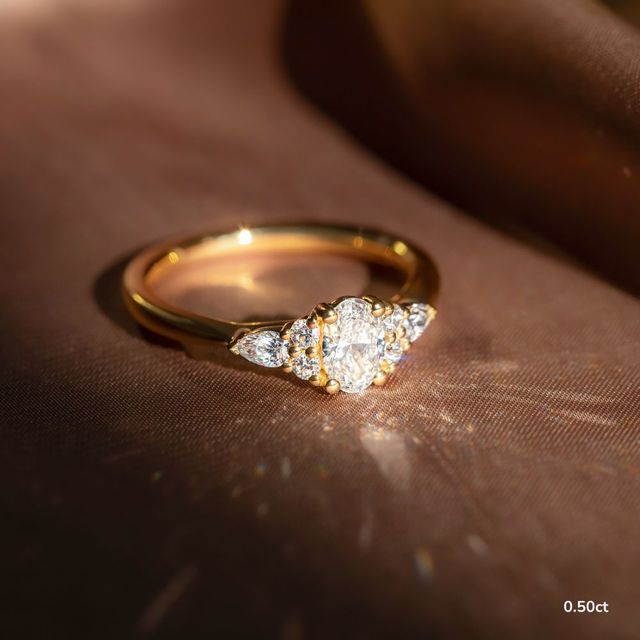 Nanami Yellow Gold Trilogy Cluster Engagment Ring