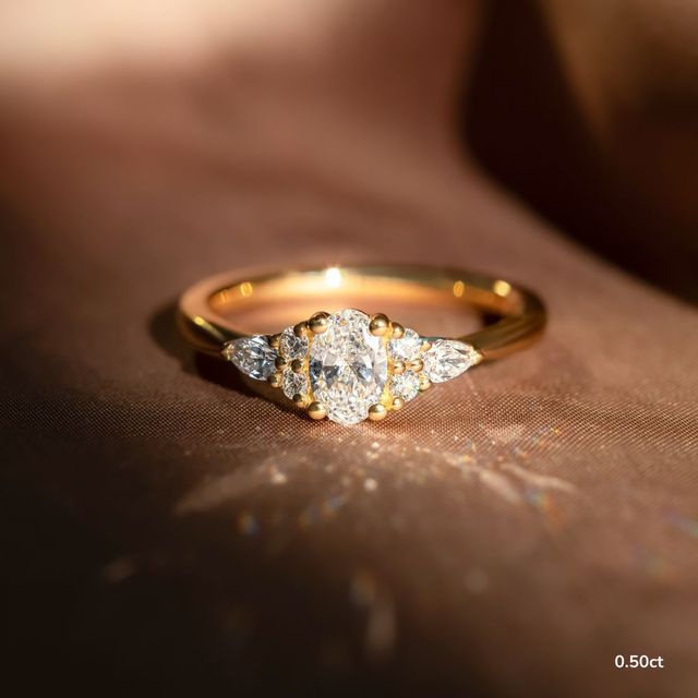 Nanami Yellow Gold Trilogy Cluster Engagment Ring