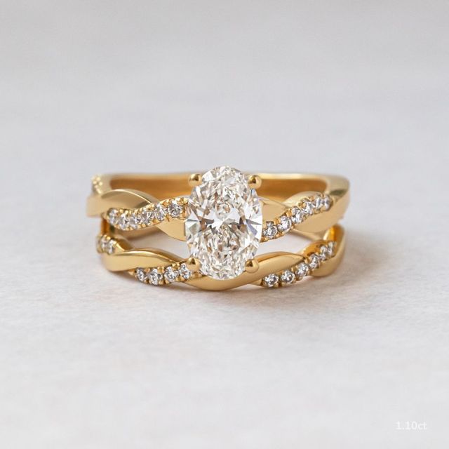 Sahana Yellow Gold Pave Engagement Ring
