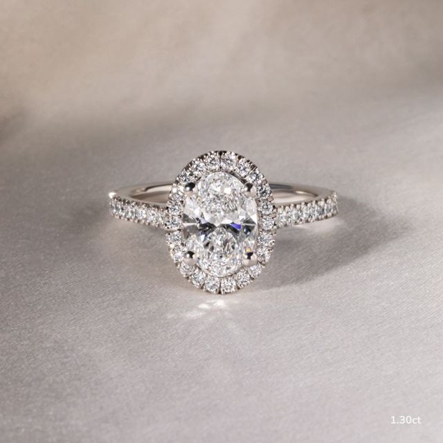 Maya Platinum Halo Engagement Ring