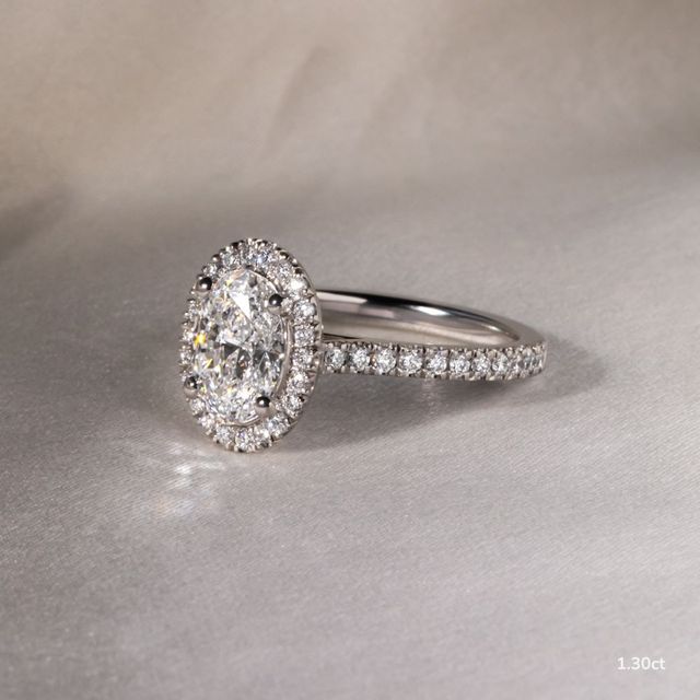 Maya Platinum Halo Engagement Ring