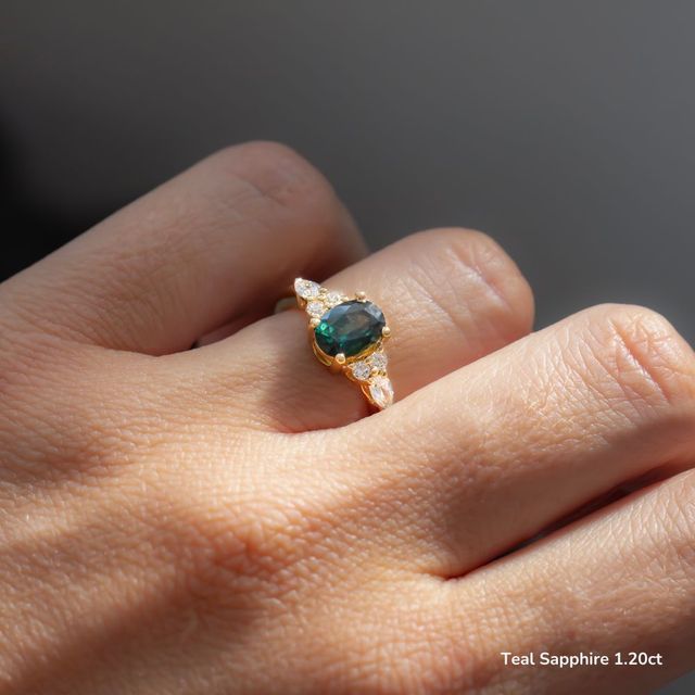 Nanami Yellow Gold Trilogy Cluster Engagment Ring