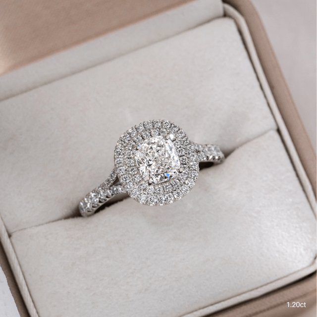 Olympia Platinum Halo Modern Engagement Ring