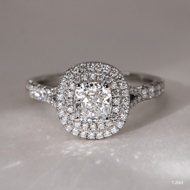 Olympia Platinum Halo Modern Engagement Ring