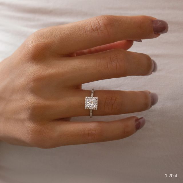 Maya Platinum Halo Engagement Ring