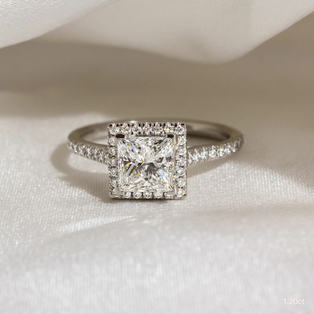 Maya Platinum Halo Engagement Ring