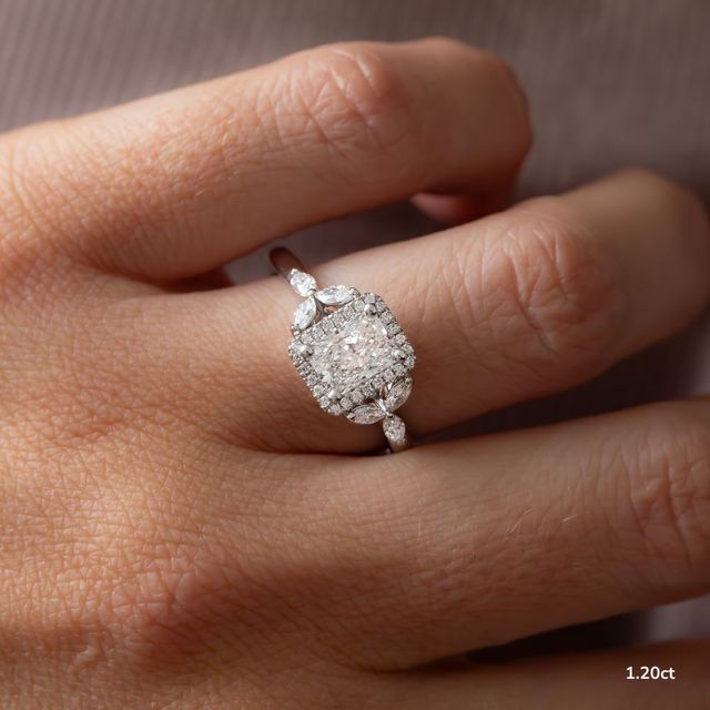 Elizabeth Platinum Halo Engagement Ring