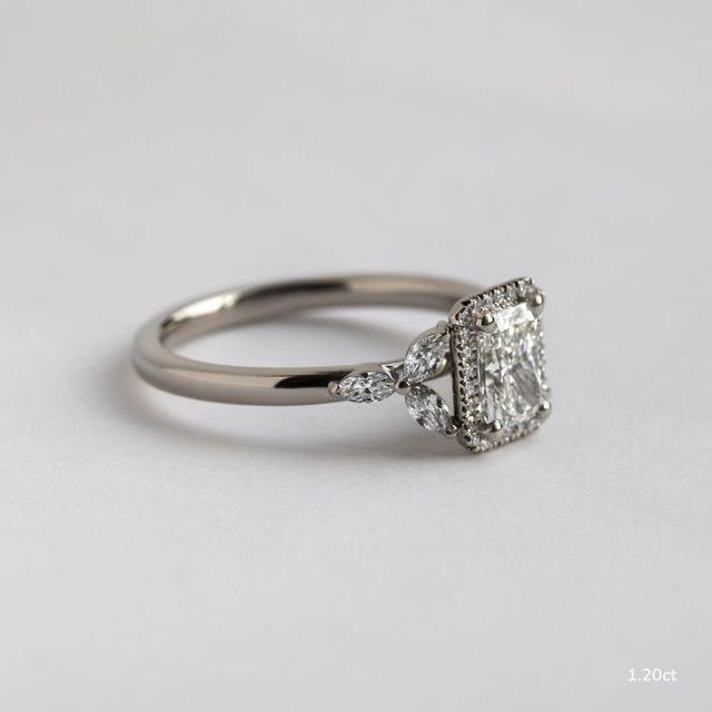 Elizabeth Platinum Halo Engagement Ring