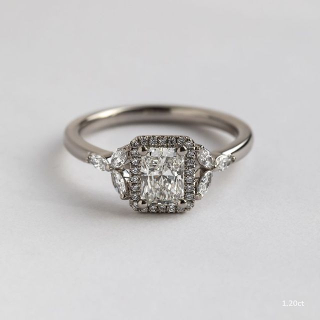 Elizabeth Platinum Halo Engagement Ring