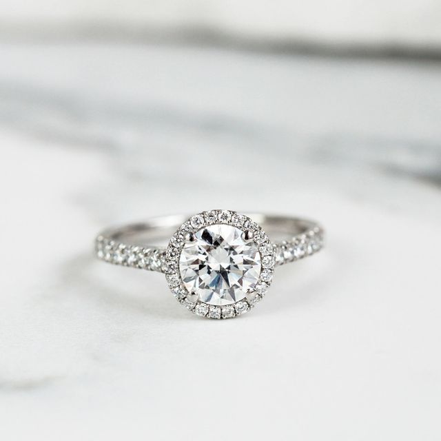 Maya Platinum Halo Engagement Ring