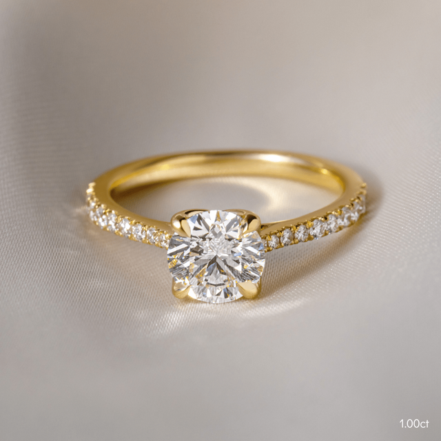 Yellow Gold Petite Pave Diamond Ring