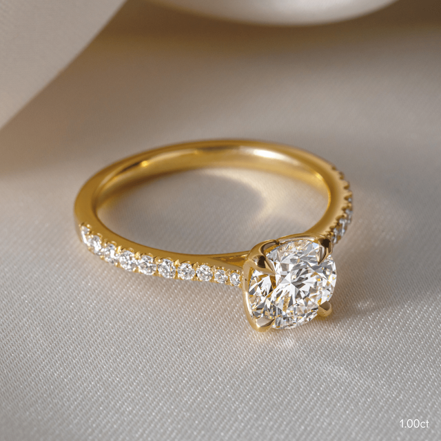 Yellow Gold Petite Pave Diamond Ring