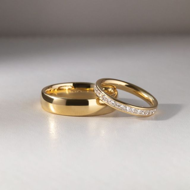 Channel Set Princess Cut Yellow Gold Wedding Ring