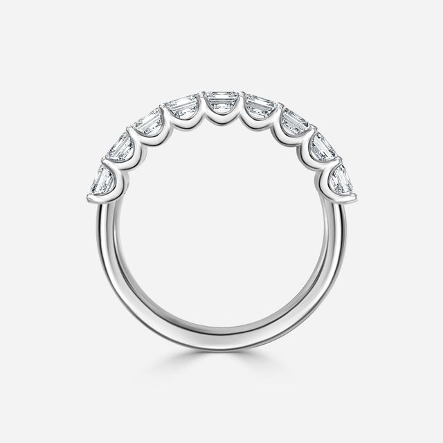 Asscher Diamond Half Eternity Ring In White Gold