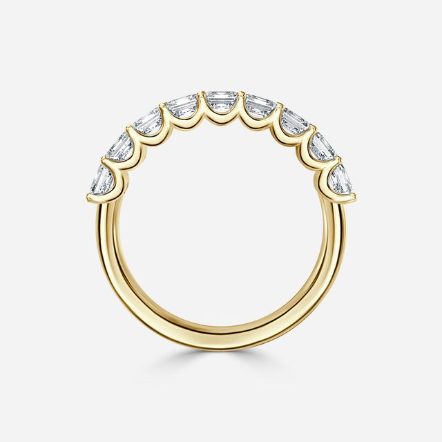 Asscher Diamond Half Eternity Ring In Yellow Gold