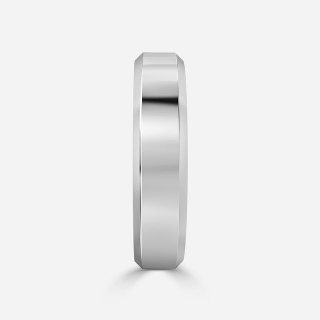 Beveled court wedding ring In White Gold