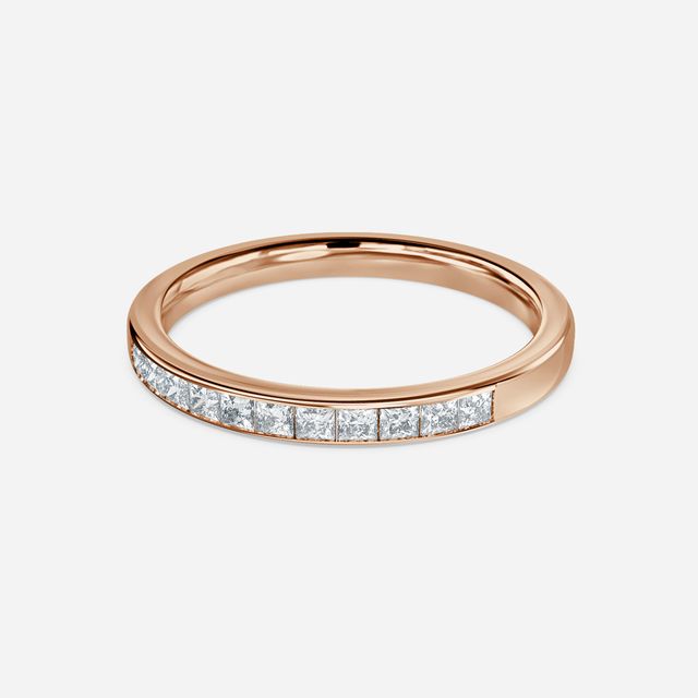 Channel Set Princess Cut Rose Gold Wedding Ring