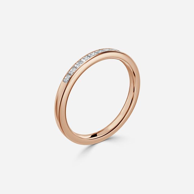 Channel Set Princess Cut Rose Gold Wedding Ring
