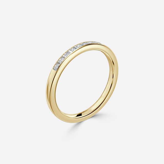 Channel Set Princess Cut Yellow Gold Wedding Ring