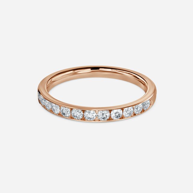Angelou Channel Set Round Brilliant Cut Diamond Ring In Rose Gold