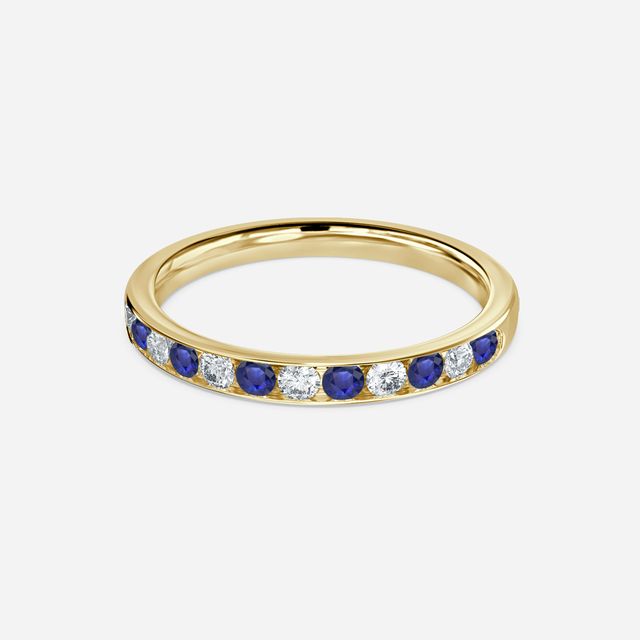 Angelou Channel Set Sapphire And Diamond Ring In Yellow Gold