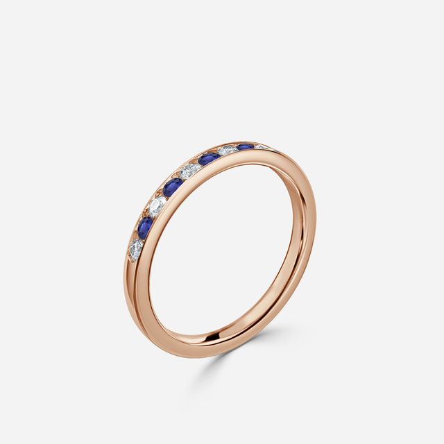 Angelou Channel Set Sapphire And Diamond Ring In Rose Gold