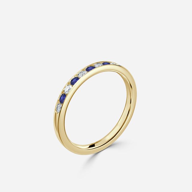 Angelou Channel Set Sapphire And Diamond Ring In Yellow Gold