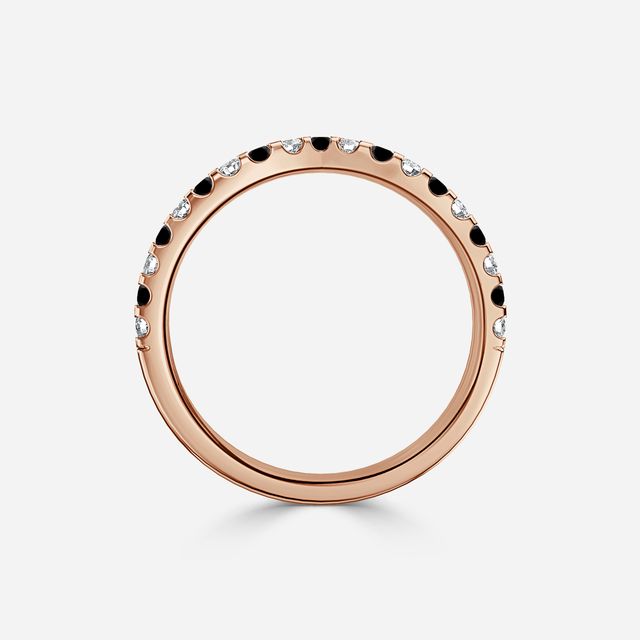 Curved Rose Gold Claw Set With Diamond And Black Diamond