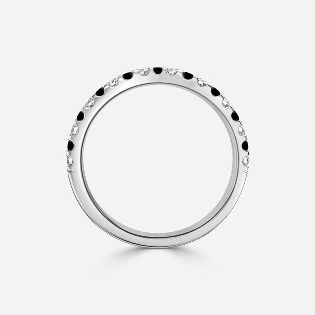 Curved Platinum Claw Set With Diamond And Black Diamond