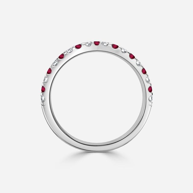 Curved Platinum Claw Set With Diamond And Ruby
