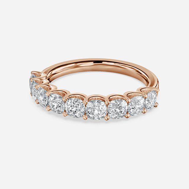 Cushion Diamond Half Eternity Ring In Rose Gold