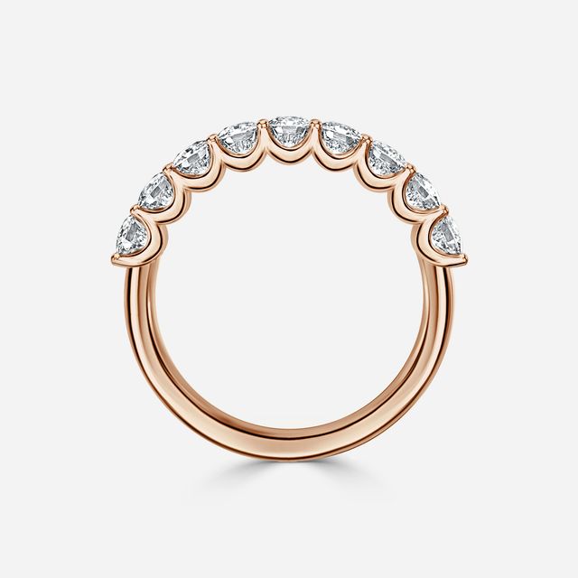 Cushion Diamond Half Eternity Ring In Rose Gold