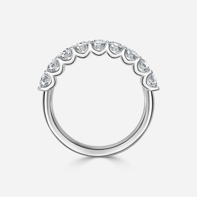 Cushion Diamond Half Eternity Ring In White Gold