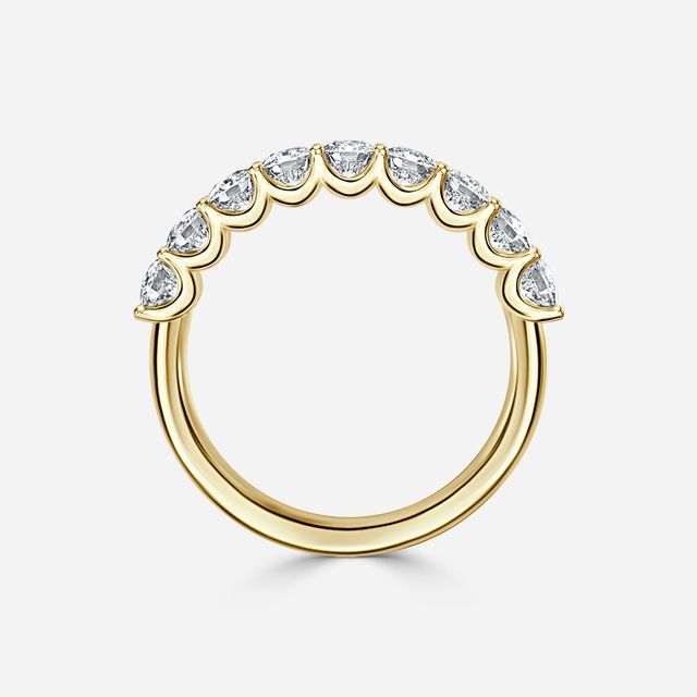 Cushion Diamond Half Eternity Ring In Yellow Gold