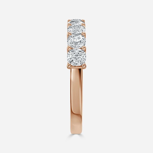 Cushion Diamond Half Eternity Ring In Rose Gold