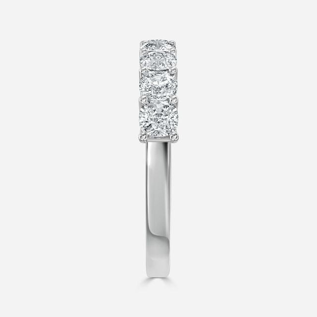 Cushion Diamond Half Eternity Ring In White Gold
