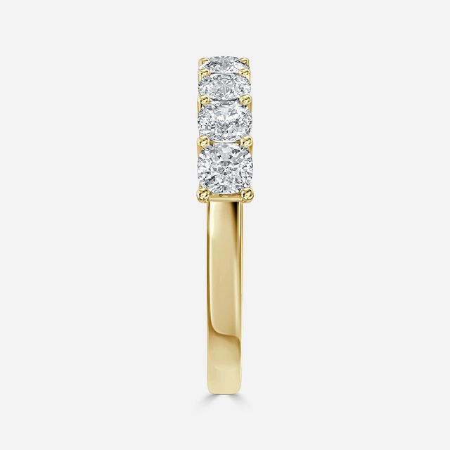 Cushion Diamond Half Eternity Ring In Yellow Gold