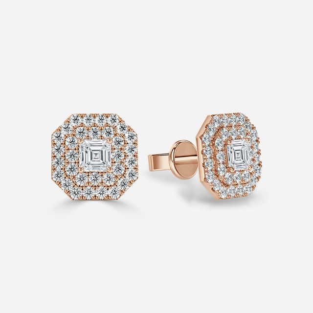 Fiore Asscher Earrings In Rose Gold