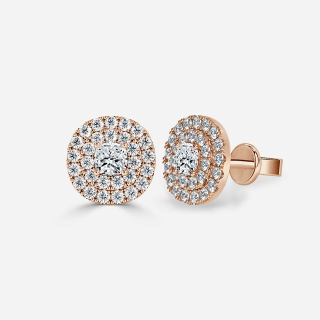 Fiore Cushion Earrings In Rose Gold