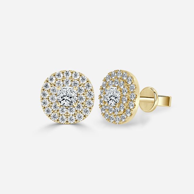 Fiore Cushion Earrings In Yellow Gold