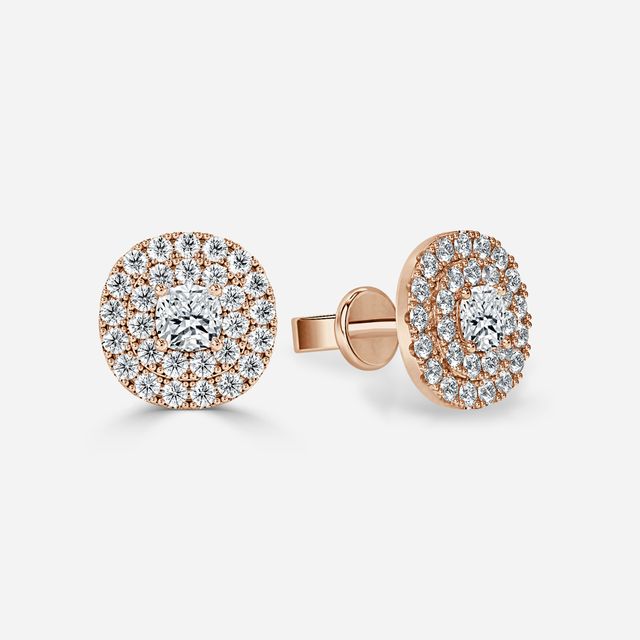 Fiore Cushion Earrings In Rose Gold