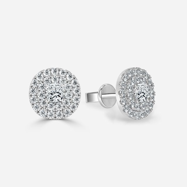 Fiore Cushion In White Gold