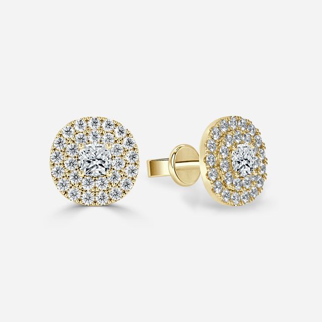 Fiore Cushion Earrings In Yellow Gold